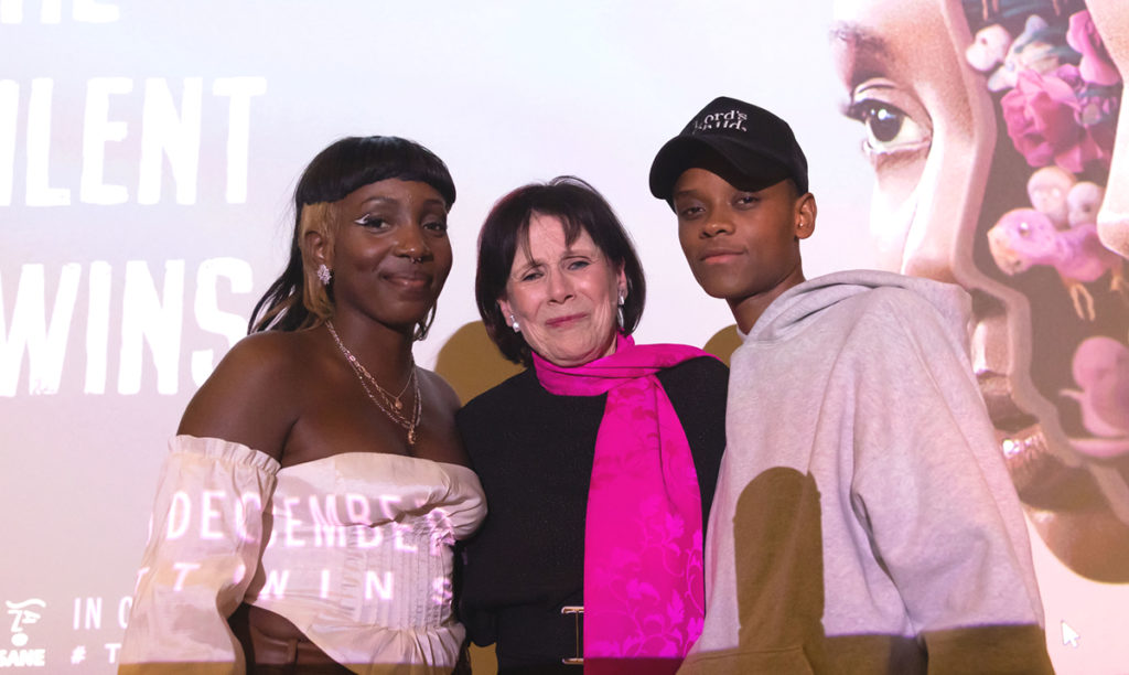 Marjorie Wallace with Tamara Lawrance and Letitia Wright, who played Jennifer and June Gibbons. Image: Carlos Jasso / StillMovingLtd 